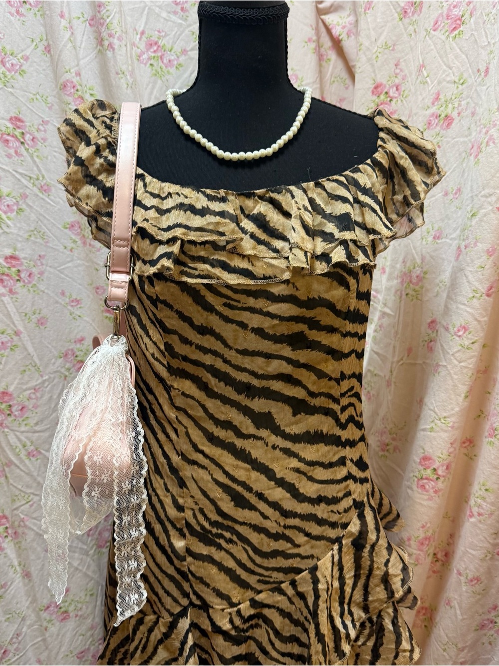 Fashion Nova Brown and Black Zebra Maxi Dress